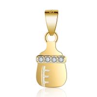 Cubic Zirconia Micro Pave Sterling Silver Pendant, Brass, feeding bottle, plated, micro pave cubic zirconia 