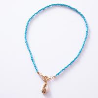 Glasperlen Halskette, mit Muschel & Messing, plattiert, Modeschmuck & für Frau, keine, 40cm, Länge:ca. 15.7 ZollInch, verkauft von Strang