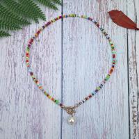 Glasperlen Halskette, mit Kunststoff Perlen & Messing, plattiert, Modeschmuck & für Frau, keine, 40cm, Länge:ca. 15.7 ZollInch, verkauft von Strang