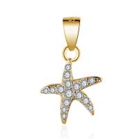 Cubic Zirconia Micro Pave Sterling Silver Pendant, Brass, Starfish, plated, micro pave cubic zirconia 