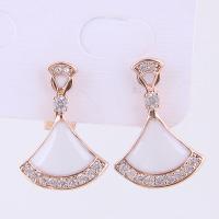 Cubic Zirconia Micro Pave Brass Earring, with Cubic Zirconia, brass earring clip, plated, for woman 17*12mm 