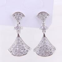 Cubic Zirconia Micro Pave Brass Earring, with Cubic Zirconia, brass earring clip, plated, for woman 20*12mm 