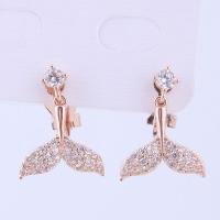 Cubic Zirconia Micro Pave Brass Earring, with Cubic Zirconia, brass earring clip, plated, for woman 17*13mm 