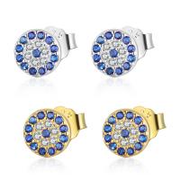 Cubic Zirconia Micro Pave Sterling Silver Earring, Brass, Round, plated, micro pave cubic zirconia & for woman 5.8mm 