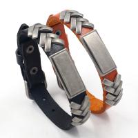 PU Leather Bracelet, with Zinc Alloy, zinc alloy watch band clasp, punk style & for man 