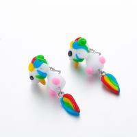 Polymer Clay Drop Earring, stainless steel post pin, plated, for woman, multi-colored 
