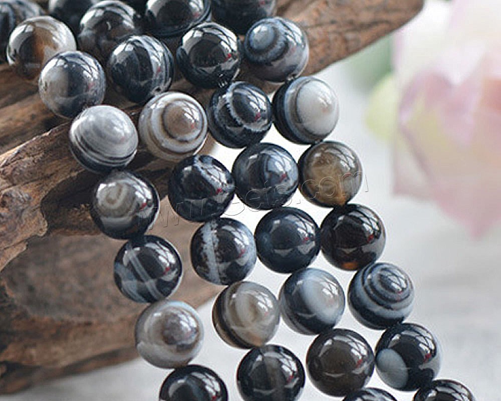 Agate Beads, Round, polished, DIY & different size for choice, white and black, Length:Approx 15 Inch, Sold By Strand