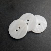 Pearl Shell Button Findings, polished, DIY & double-hole, white 