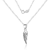 Sterling Silver Jewelry Necklace, Brass, Wing Shape, silver color plated, oval chain & for woman & hollow Approx 15.75 Inch 