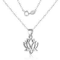 Sterling Silver Jewelry Necklace, Brass, Flower, silver color plated, oval chain & for woman & hollow Approx 15.75 Inch 