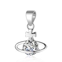 Cubic Zirconia Sterling Silver Pendants, Brass, silver color plated, with cubic zirconia & hollow 