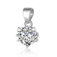 Cubic Zirconia Sterling Silver Pendants, Brass, silver color plated, with cubic zirconia 