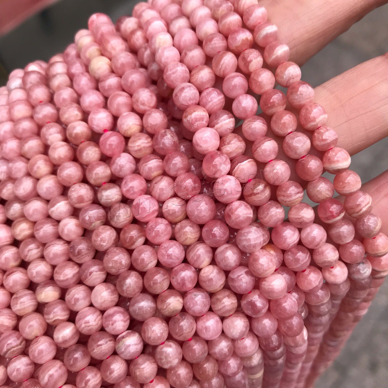 Rhodonite Beads, Rhodochrosite, Round, polished, different size for choice, Hole:Approx 1mm, Sold By Strand