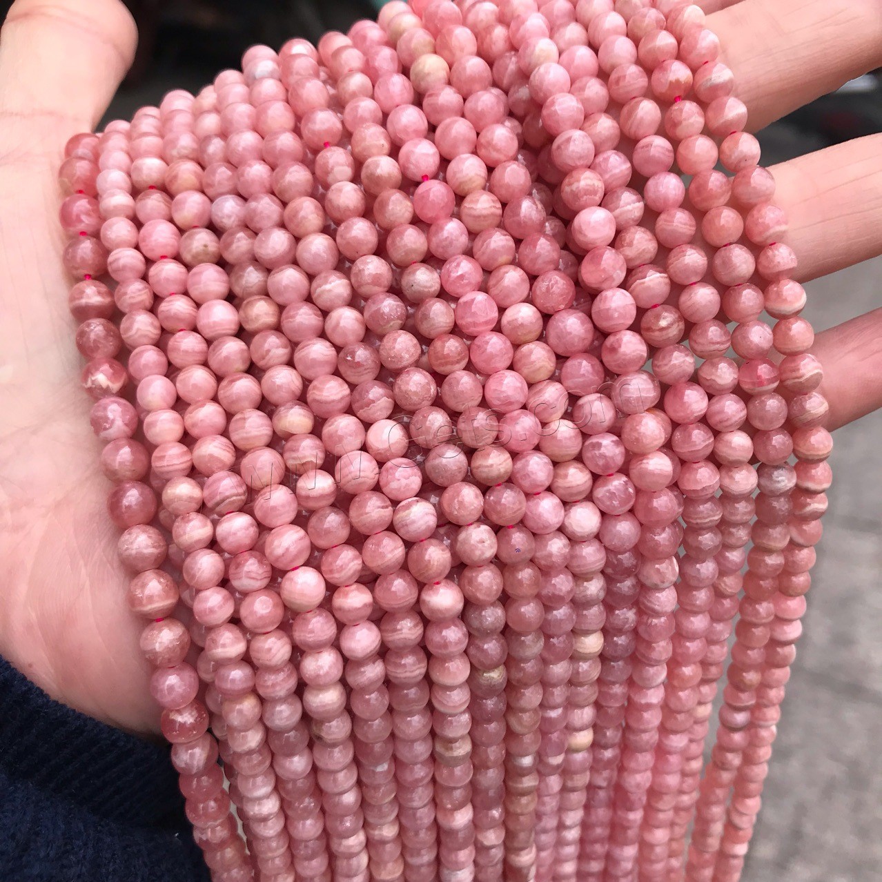 Rhodonite Beads, Rhodochrosite, Round, polished, different size for choice, Hole:Approx 1mm, Sold By Strand