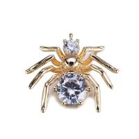 Cubic Zirconia Brass Pendants, Spider, gold color plated, micro pave cubic zirconia Approx 1mm 