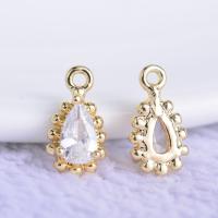 Cubic Zirconia Brass Pendants, Teardrop, gold color plated, with cubic zirconia, 8mm Approx 1mm 