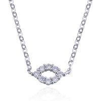 Cubic Zircon Micro Pave Sterling Silver Necklace, 925 Sterling Silver, platinum plated, micro pave cubic zirconia & for woman 
