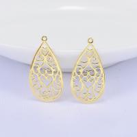 Hollow Brass Pendants, Teardrop, gold color plated, DIY Approx 1mm 