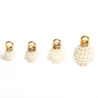 Zinc Alloy Pendant, with ABS Plastic Pearl, gold color plated & with rhinestone 