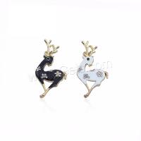 Mobile Phone DIY Decoration, Zinc Alloy, Deer, gold color plated, enamel & with rhinestone 
