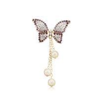 Mobile Phone DIY Decoration, Zinc Alloy, Butterfly, gold color plated, with rhinestone 70mm 