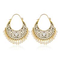 Plastic Pearl Zinc Alloy Earring, with Plastic Pearl, plated, Bohemian style & for woman & enamel & hollow 