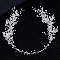 Flores Para El Pelo Novia, aleación de zinc, con Perlas de plástico ABS, chapado en color de plata, Joyería & para mujer & con diamantes de imitación, 50x430mm, Vendido por UD