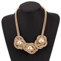 Zinc Alloy Necklace, with Cotton Cord & Plastic Pearl, plated, fashion jewelry & for woman 