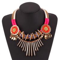Rhinestone Zinc Alloy Necklace, with Cotton Cord & Resin, plated, for woman & with rhinestone, multi-colored 