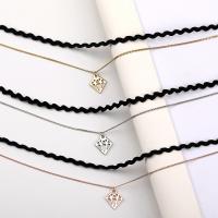 Zinc Alloy Choker Necklace, with Ribbon, plated, Double Layer & for woman, Random Color 