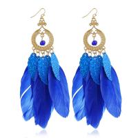 Zinc Alloy Drop Earring, with Sequins & Feather, plated, fashion jewelry & for woman 