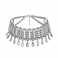 Zinc Alloy Choker Necklace, with 6cm extender chain, plated, for woman & with rhinestone 35mm Approx 15.36 Inch 