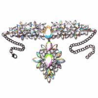 Zinc Alloy Choker Necklace, platinum color plated, for woman & with rhinestone, multi-colored, 110mm Approx 16.54 Inch 