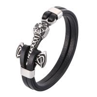 Microfiber PU Bracelet, with Stainless Steel, fashion jewelry & Unisex black, 12mm 