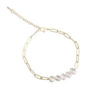Fashion Zinc Alloy Bracelets, with ABS Plastic Pearl, gold color plated, for woman, 30mm Approx 9.06 Inch 