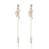 Plastic Pearl Zinc Alloy Earring, with ABS Plastic Pearl & Crystal, gold color plated, Korean style & for woman, white, 88mm 