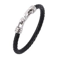 Stainless Steel Chain Bracelets, with Leather, fashion jewelry & Unisex 6mm 