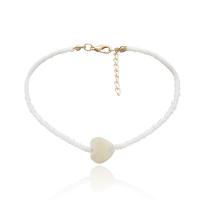 Seedbead Halskette, mit Muschel, Herz, Einstellbar & Modeschmuck & für Frau, weiß, 15mm, Länge:11.4 ZollInch, verkauft von Strang