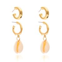 Zinc Alloy Earring Set, Stud Earring & earring, with Shell, Shell, plated, 2 pieces & for woman 21mm 