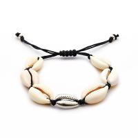 Fashion Zinc Alloy Bracelets, with Nylon Cord & Shell, Shell, plated, Adjustable & for woman, 170mm 