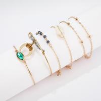Zinc Alloy Bracelet Set, with Shell, plated, 6 pieces & for woman, golden 