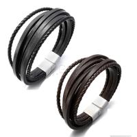 Men Bracelet, Cowhide, with Velveteen & Stainless Steel, for man 3mm, 4mm Approx 8.5 Inch 