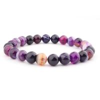 Purple Agate Bracelets, Round, fashion jewelry & Unisex, 8mm Approx 7-9 Inch 