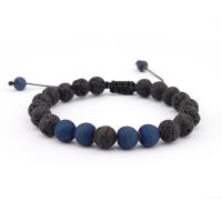 Bracelet de perles de lave, lave volcanique, avec corde en nylon, Rond, bijoux de mode & unisexe, noir, 8mm Environ 7-9 pouce, Vendu par brin