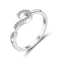 Cubic Zirconia Micro Pave Brass Finger Ring, silver color plated & micro pave cubic zirconia & for woman, 6.6mm,10.4mm,2.5mm 