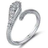 Cubic Zirconia Micro Pave Brass Finger Ring, silver color plated, adjustable & micro pave cubic zirconia & for woman 