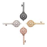 Brass Key Pendants, plated, micro pave cubic zirconia Approx 1mm 