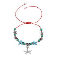 Bracelets de Woven Ball En alliage de zinc, avec turquoise & corde en nylon, Placage, réglable & pour femme, plus de couleurs à choisir, Vendu par brin