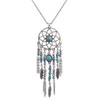 Zinc Alloy Dream Catcher Necklace, with Synthetic Turquoise, antique silver color plated, oval chain & for woman & hollow, 97mm Approx 30.71 Inch 