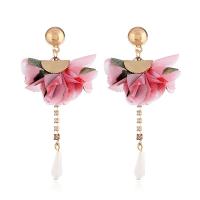 Zinc Alloy Rhinestone Drop Earring, with Cloth, plated, for woman & with rhinestone 